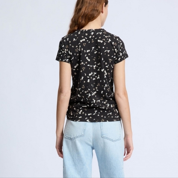 *NEW* Rag & Bone Black Floral Short Sleeve Tee - Picture 4 of 6